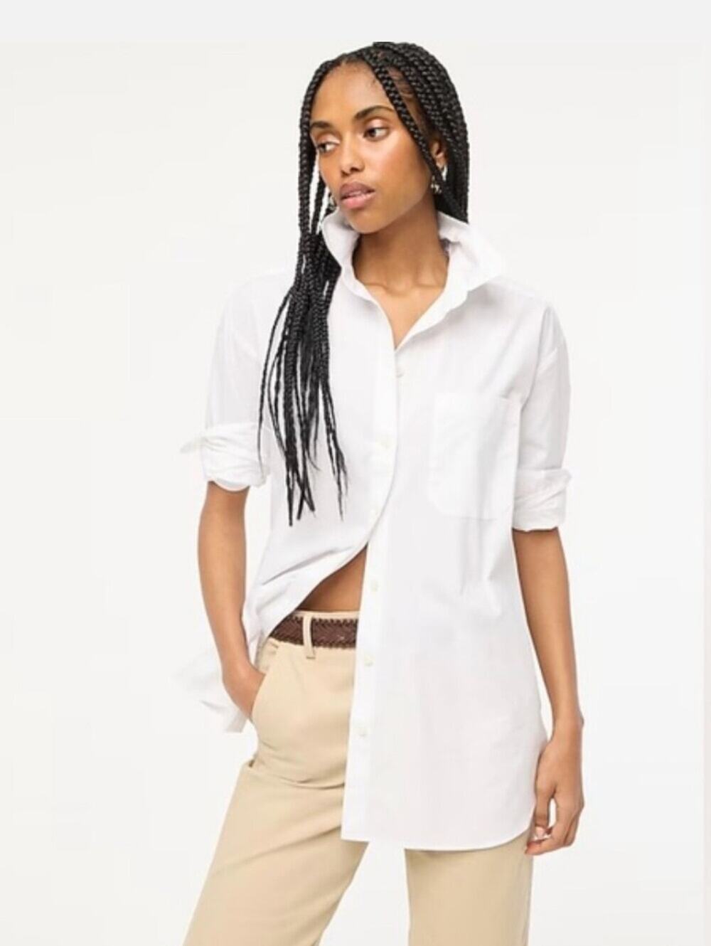 🚨NEW J CREW Relaxed Button Up Shirt In White Coastal Preppy Clean Girl Sz PXXS